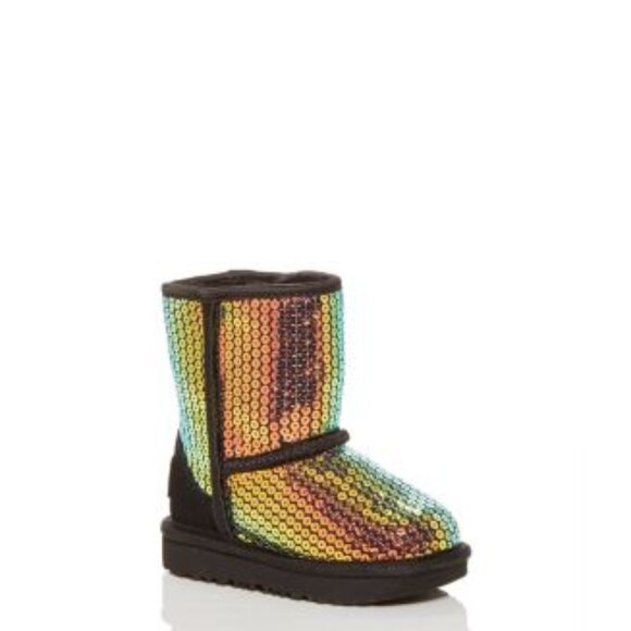 UGG Girl's Multicolor Classic Mini Stelar Sequin Ankle Winter Snow Boots Size 6 - Picture 1 of 7